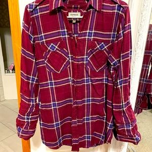 Express Raspberry flannel shirt